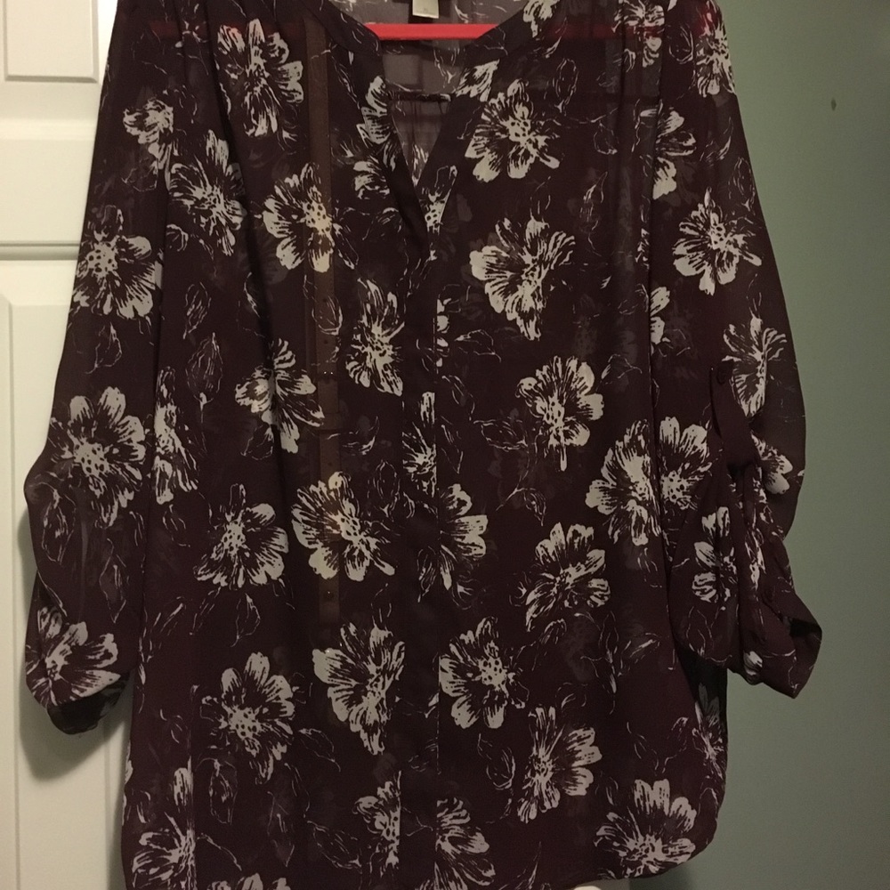 Stunning, Sexy Sheer Ann Taylor Loft Floral Blouse